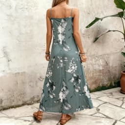 Plus size women's camisole skirt, floral print sleeveless skirt, summer beach leisure vacation Dress