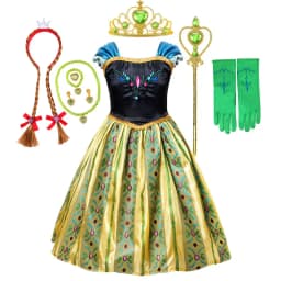Anna Luxury Coronation Frock Snow Queen Princess Dress Girls Elsa Role Play Costume Birthday Halloween Christmas Party Ball Gown