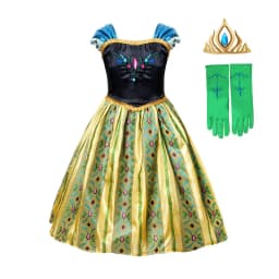 Anna Luxury Coronation Frock Snow Queen Princess Dress Girls Elsa Role Play Costume Birthday Halloween Christmas Party Ball Gown