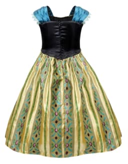 Anna Luxury Coronation Frock Snow Queen Princess Dress Girls Elsa Role Play Costume Birthday Halloween Christmas Party Ball Gown