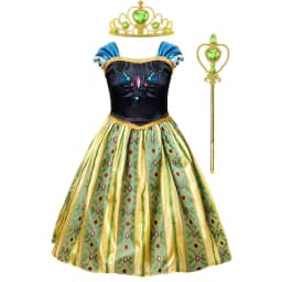Anna Luxury Coronation Frock Snow Queen Princess Dress Girls Elsa Role Play Costume Birthday Halloween Christmas Party Ball Gown