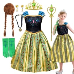 Anna Luxury Coronation Frock Snow Queen Princess Dress Girls Elsa Role Play Costume Birthday Halloween Christmas Party Ball Gown