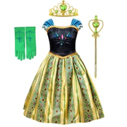 Anna Luxury Coronation Frock Snow Queen Princess Dress Girls Elsa Role Play Costume Birthday Halloween Christmas Party Ball Gown