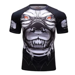 Men's Animal BJJ Rash Guard,No Gi Jiu Jitsu Compression Shirt MMA Training Rash Guard 3D Printed Sports Moisture-Wicking T-Shirt