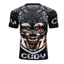 Men's Animal BJJ Rash Guard,No Gi Jiu Jitsu Compression Shirt MMA Training Rash Guard 3D Printed Sports Moisture-Wicking T-Shirt