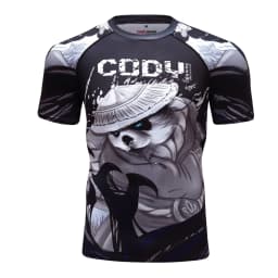 Men's Animal BJJ Rash Guard,No Gi Jiu Jitsu Compression Shirt MMA Training Rash Guard 3D Printed Sports Moisture-Wicking T-Shirt