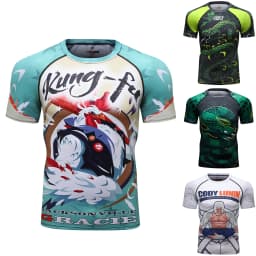 Men's Animal BJJ Rash Guard,No Gi Jiu Jitsu Compression Shirt MMA Training Rash Guard 3D Printed Sports Moisture-Wicking T-Shirt