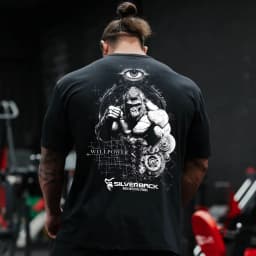 Silverback Gorilla Gym T-Shirt, All-Seeing Eye Spartan Graphic, Cotton Workout Streetwear For Men Bodybuilding Powerlifting