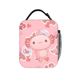 Cute Axolotl Salute Lunch Bag For Girls Print Lunch Box Fashion Picnic Cooler Bag Portable Waterproof Thermal Tote Handbags