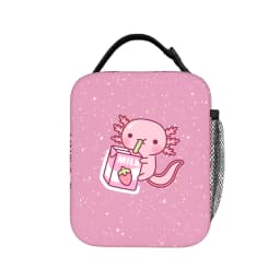 Cute Axolotl Salute Lunch Bag For Girls Print Lunch Box Fashion Picnic Cooler Bag Portable Waterproof Thermal Tote Handbags