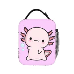Cute Axolotl Salute Lunch Bag For Girls Print Lunch Box Fashion Picnic Cooler Bag Portable Waterproof Thermal Tote Handbags