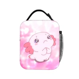 Cute Axolotl Salute Lunch Bag For Girls Print Lunch Box Fashion Picnic Cooler Bag Portable Waterproof Thermal Tote Handbags