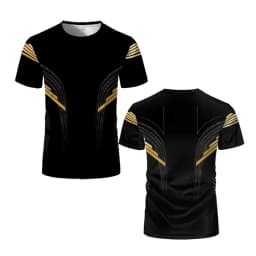 Men's Black Gold Fight Style T-Shirt, MMA Training Athletic Tee Summer outdoor quick-drying fitness boxing 3D printed T-shirt