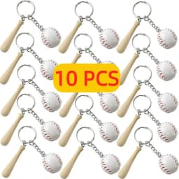 10-100Pcs Sport Baseball Keychains for Car Wooden Charms Keyrings Women Men Handbag Key Chains DIY Accessories