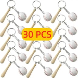 10-100Pcs Sport Baseball Keychains for Car Wooden Charms Keyrings Women Men Handbag Key Chains DIY Accessories