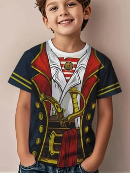 Children's T-Shirt Boy Cool Police Badge Print Fashion Round Neck Short Sleeve Summer Outdoor Sport Perfect Gift T-Shirt for Boy
