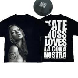 Kate Moss Pattern Printed T-shirt Women Men Casual Oversized Streetwear Cotton Short Sleeve Harajuku Retro Unisex Y2k T-shirts