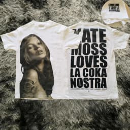Kate Moss Pattern Printed T-shirt Women Men Casual Oversized Streetwear Cotton Short Sleeve Harajuku Retro Unisex Y2k T-shirts