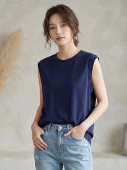 Women's Tank Top 2026 Summer Cotton O-Neck Sleeveless Vest Solid Color Ribbed Cuff Loose Casual Versatile Solid Color Camisole