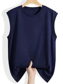 Women's Tank Top 2026 Summer Cotton O-Neck Sleeveless Vest Solid Color Ribbed Cuff Loose Casual Versatile Solid Color Camisole