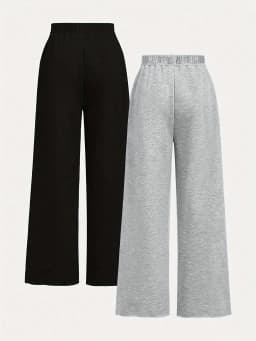 Kids Girls 2 Pack "Los Angeles" Letter Print Elastic Waist Wide Leg Sweatpants Casual Daily School Wear Pants
