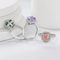 925 Sterling Silver Stylish and Simple Ice Flower Cut Princess Square Bag Zircon Ring Birthday Party Anniversary Gift