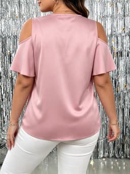 Plus Size Lace Insert Peplum Blouse Elegant Evening Party Top Glamorous Fit