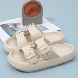 Summer Couple Flip Flops Outdoor Thick Sole Slippers for Women Men Home Sandals with Double Strap