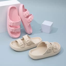 Summer Couple Flip Flops Outdoor Thick Sole Slippers for Women Men Home Sandals with Double Strap