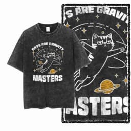 Cool Cotton Cat Printed Retro Washed Distressed Men t-shirt Black Big Size T Shirt For Men Unique Graphic Tshirt Tee G52