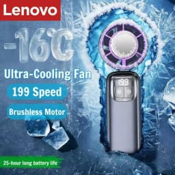 Lenovo Handheld Fan Cooling Ice Cooler Rechargeable USB Brushless Motor 199 High Speed Turbo Jet Fan for Outdoor Travel Office
