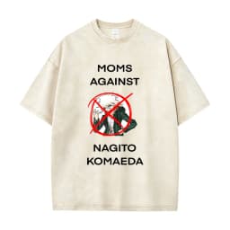 Washed Vintage Anime Danganronpa Moms Against Nagito Komaeda Graphic T-shirts Men Manga Funny Oversized Short Sleeve T Shirts