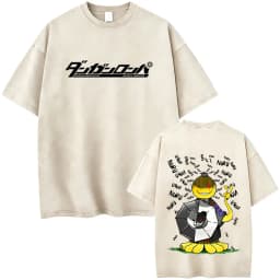 Washed Vintage Anime Danganronpa Moms Against Nagito Komaeda Graphic T-shirts Men Manga Funny Oversized Short Sleeve T Shirts