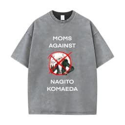 Washed Vintage Anime Danganronpa Moms Against Nagito Komaeda Graphic T-shirts Men Manga Funny Oversized Short Sleeve T Shirts