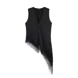 BSAY Women's Fashion Tank 2026 Spring Summer New Sleeveless V-neck Lace Trimmed Irregular Hem Satin Vest Chic Ladies Tops Mujer