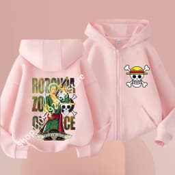 2026 New Kids Anime One Piece Luffy Zip Up Hoodie Jacket 3-12Y Casual Long Sleeve Sweatshirt Autumn