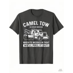 2025 Camel Towing Humor Cotton Crew Neck T-Shirt Summer Gift for Outdoor Enthusiasts