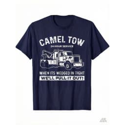 2025 Camel Towing Humor Cotton Crew Neck T-Shirt Summer Gift for Outdoor Enthusiasts
