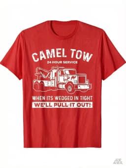 2025 Camel Towing Humor Cotton Crew Neck T-Shirt Summer Gift for Outdoor Enthusiasts