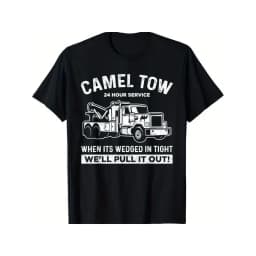 2025 Camel Towing Humor Cotton Crew Neck T-Shirt Summer Gift for Outdoor Enthusiasts