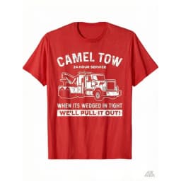 2025 Camel Towing Humor Cotton Crew Neck T-Shirt Summer Gift for Outdoor Enthusiasts