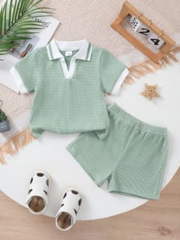 2Pcs Baby Boy Outfit Set Summer Fresh casual Short Sleeve Lapel Shirt + Shorts Toddler Infant Casual Kids Clothing For 0‑3Years