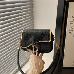 New Trendy Black Square Underarm Bag Fashion Women's Saddle Bag Casual Single Shoulder Soft PU Leather Crossbody Bag Female