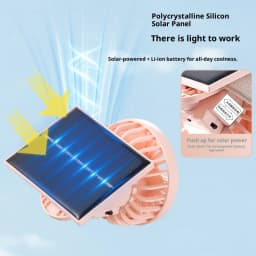 Solar Powered Clip On Fan USB Rechargeable 3 Speed Lightweight Mini Hat Fan Hands Free Clip On Cooling Fan For Outdoor Hiking