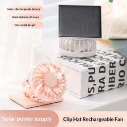 Solar Powered Clip On Fan USB Rechargeable 3 Speed Lightweight Mini Hat Fan Hands Free Clip On Cooling Fan For Outdoor Hiking