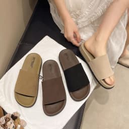 2026 Fashion Simple Suede Slip-On Anti-Slip Shoes for Women Summer Outing Flat Open-Toe Birken-Style Half Slippers