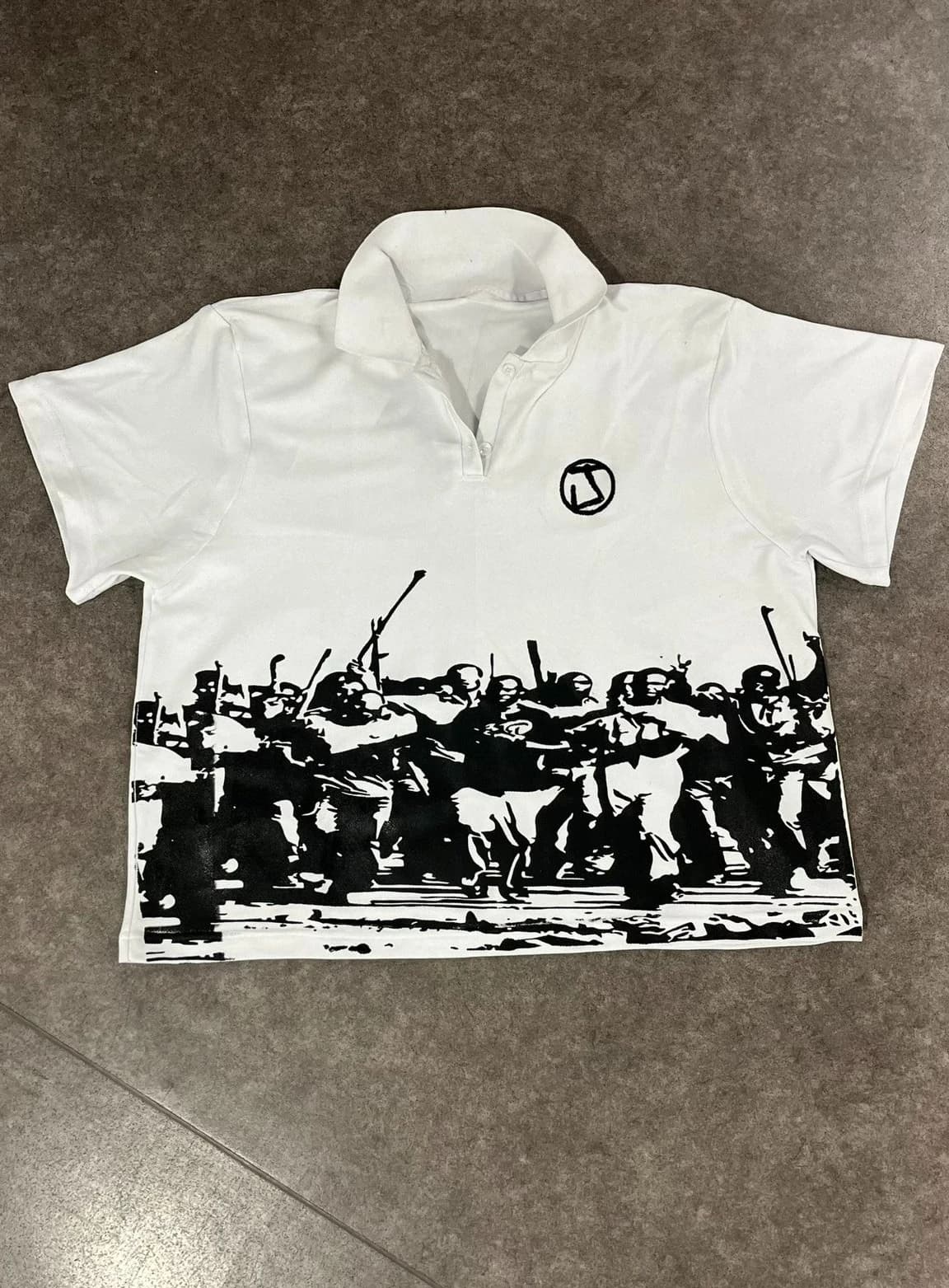 Top Harajuku Men's Polo-shirts Y2K High Street Punk European and American Spring Summer New Men Retro Shirt Cross Print