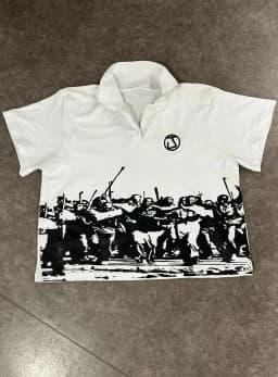 Top Harajuku Men's Polo-shirts Y2K High Street Punk European and American Spring Summer New Men Retro Shirt Cross Print