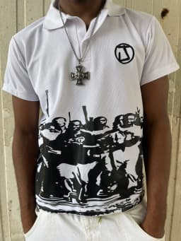 Top Harajuku Men's Polo-shirts Y2K High Street Punk European and American Spring Summer New Men Retro Shirt Cross Print