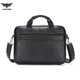 LION VERA Men's Genuine Leather Briefcase Business Casual Commuting Bag Portable Crossbody Shoulder Bag 15.7-inch Laptop Bag